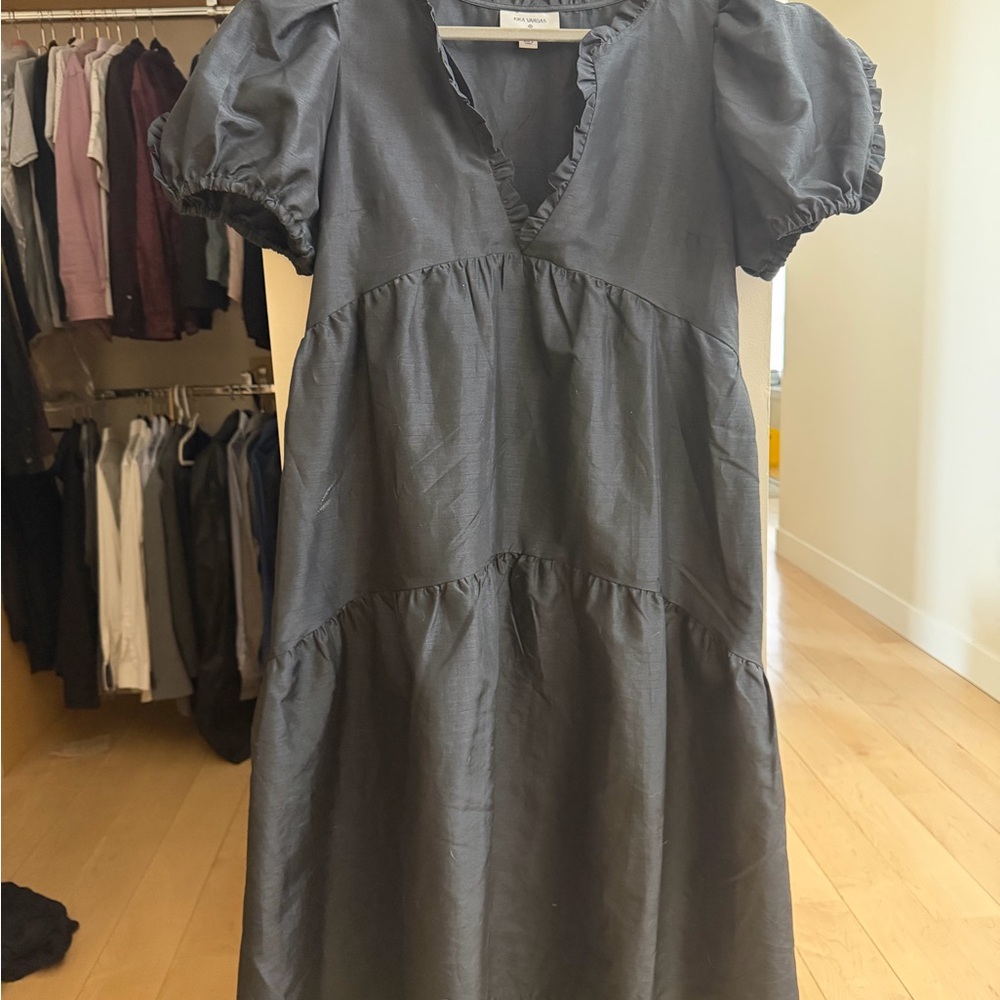 Kika Vargas for Target Black Puff-Sleeve Tiered Midi Dress